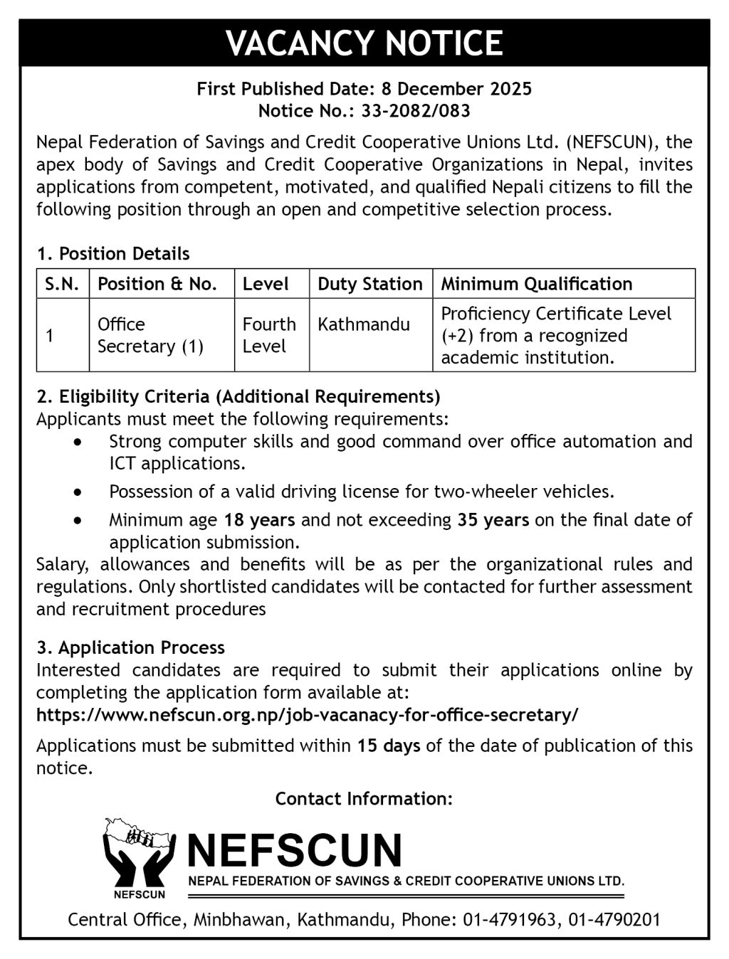 Vacancy Notice